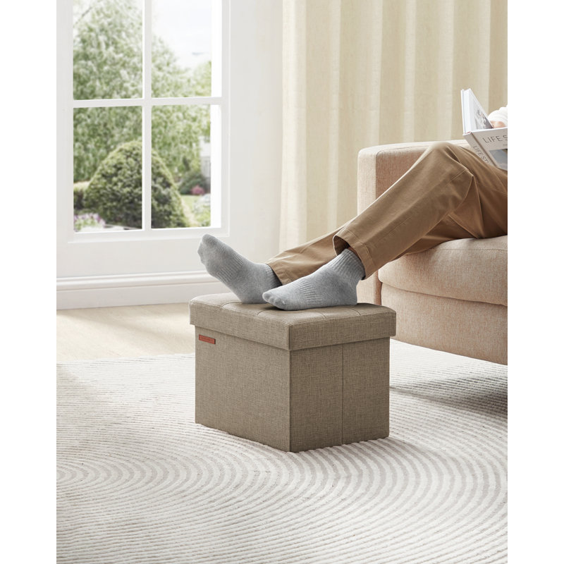 Storage Ottoman, Foldable Small Ottoman Foot Rest, 31 X 41 Cm Foot Stool, Ottoman With Storage, Load Up To 130 Kg, For Living Room, Bedroom, Dorm