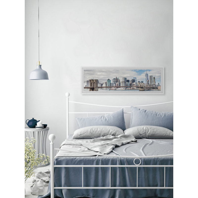 Bridge And The City - Single Picture Frame Panoramic Painting, 38cm H x 114cm W x 3.81cm D