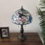 Bernhardus Tiffany Table Lamp Hummingbird Flowers Pink Blue Stained Glass Included LED Bulbs H22"