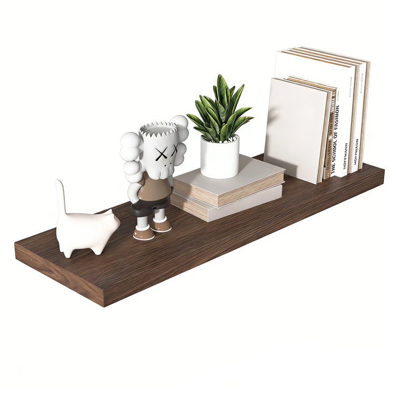  Large Floating Shelves for Wall Set of 1 Wooden Wall Shelves 36 in x 10 in x 1 in Room Decor Long Shelf with Invisible Wall Mount Bracket for Bedroom, Kitchen, Living Room, Walnut