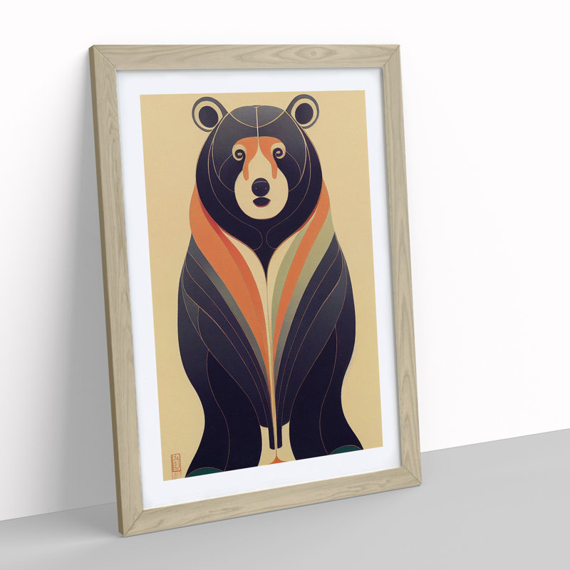 Bear No.5 - Single Picture Frame Print, 46cm H x 34cm W x 2cm D, Oak Framed