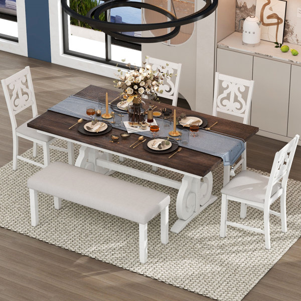 One Allium Way® Emrik 6 - Piece Trestle Dining Set | Wayfair