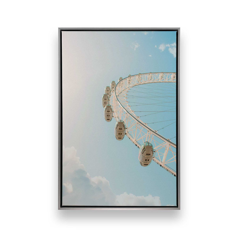Ciel sur des nuages de coton sur toile, 20.75" H x 30.75" W, Polished Chrome Floater Framed