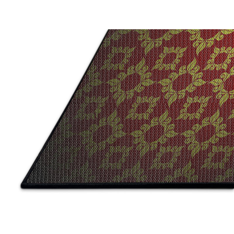 Tapis rouge/noir/jaune tissé à la machine, Rectangle 2 pi x 4 pi