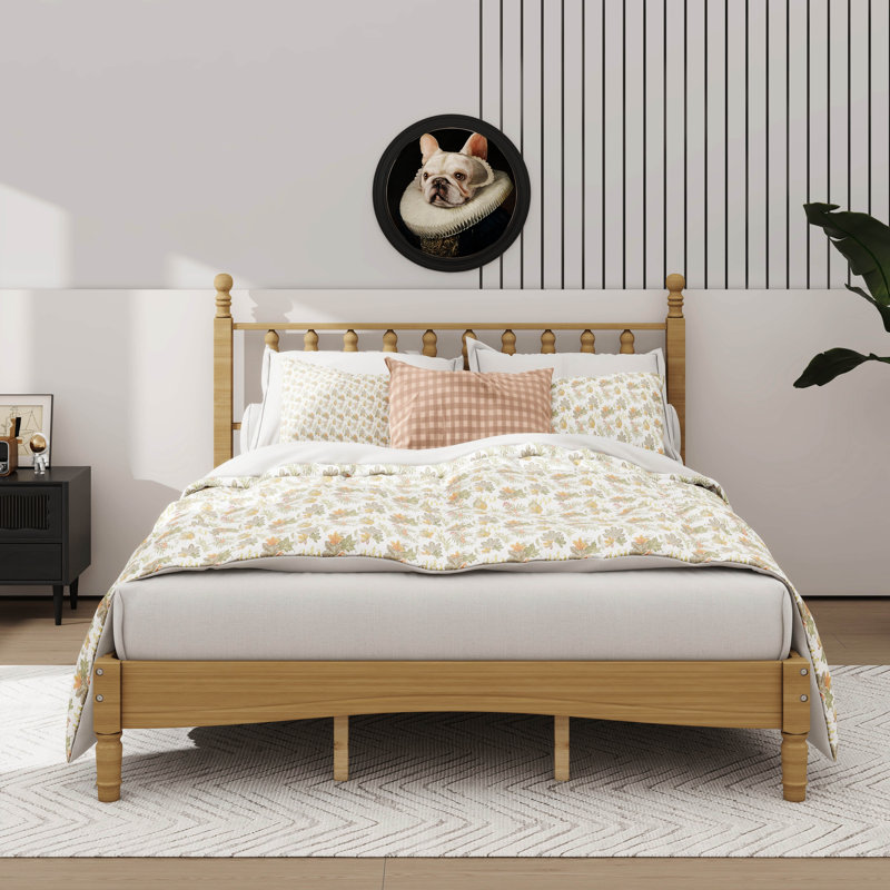 Grand lit plateforme en bois