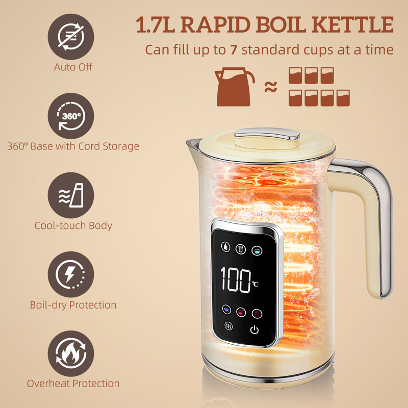 Kettle and Toaster Set, Cream/Silver