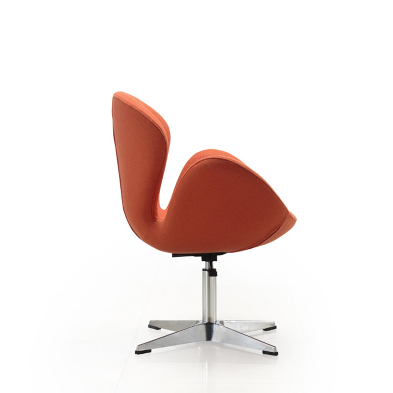 Raspberry Orange Wool Blend Swivel Accent Chair with Metal Base