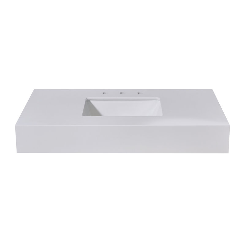 42" Snow White Ceramic Single Bathroom Vanity Top with Sink