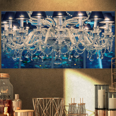 Lustre en cristal rétro bleu, art mural - Lustre en cristal