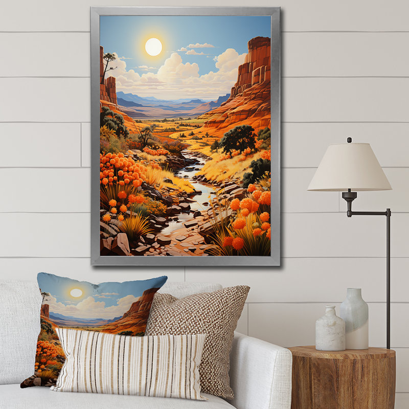 «Beckem Nevada Canyon Mirage I», reproduction sur toile, Cadre photo gris, H 32 po x l 16 po x P 1 po
