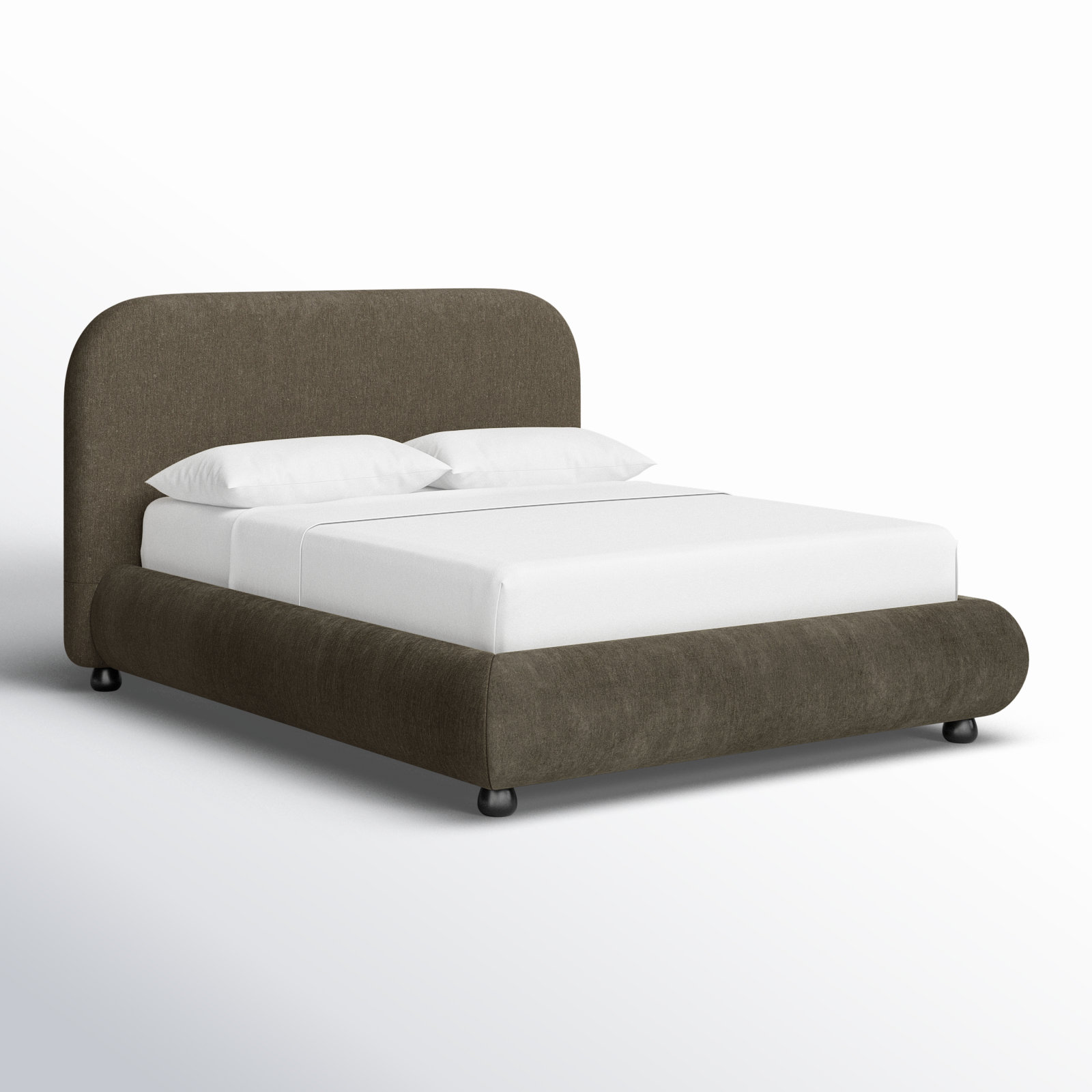 Reggie Platform Bed, Queen, Olive Green Performance Chenille