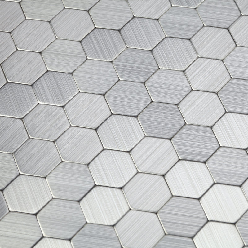 Ensemble de carreaux de mosaïque pelez et collez en métal 30 po x 30 po, Acier inoxydable