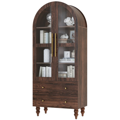 Armoire de rangement Retro Arch - grande capacité, 2 tiroirs, quincaillerie dorée