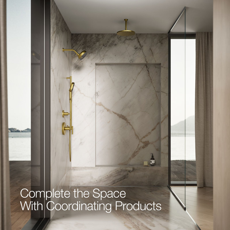Statement 2.5 GPM Oval Multifunction Handshower With Katalyst Air-Induction Technology, Vibrant Brushed Moderne Brass