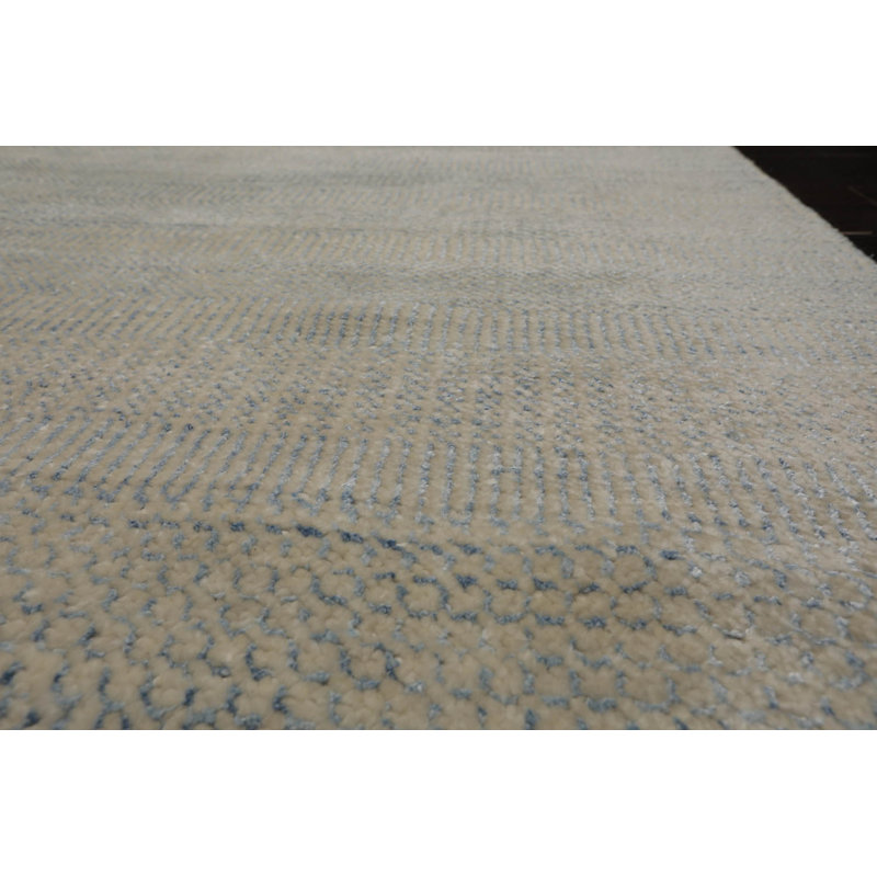 Tapis beige noué à la main, Rectangle 10 pi x 14 pi