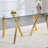 71-Inch Tempered Glass Dining Table With Sturdy Metal Legs, Safe And Durable, Transparent And Easy To Clean-1269349057