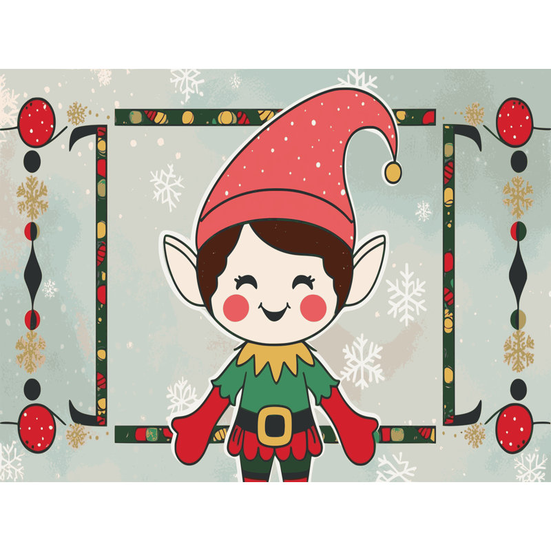 Tapis de vacances d'hiver de Noël lavable The Holiday Aisle®, Rectangulaire 2 pi x 3 pi