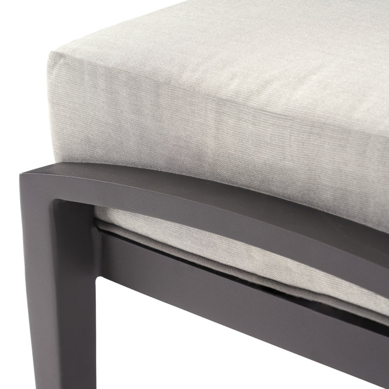 Calliann Sunbrella Outdoor Patio Love Seat, Coffee Table, & Ottoman Set - Gray, 1