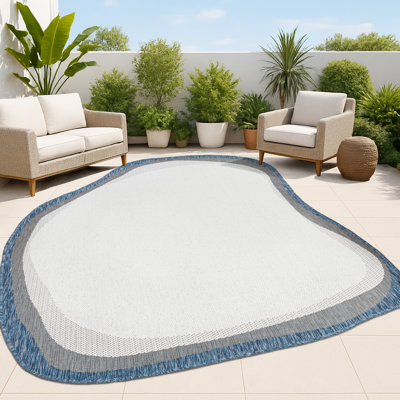 Oneva Modern Rustic Abstract Cream/Navy Indoor/Outdoor Rug