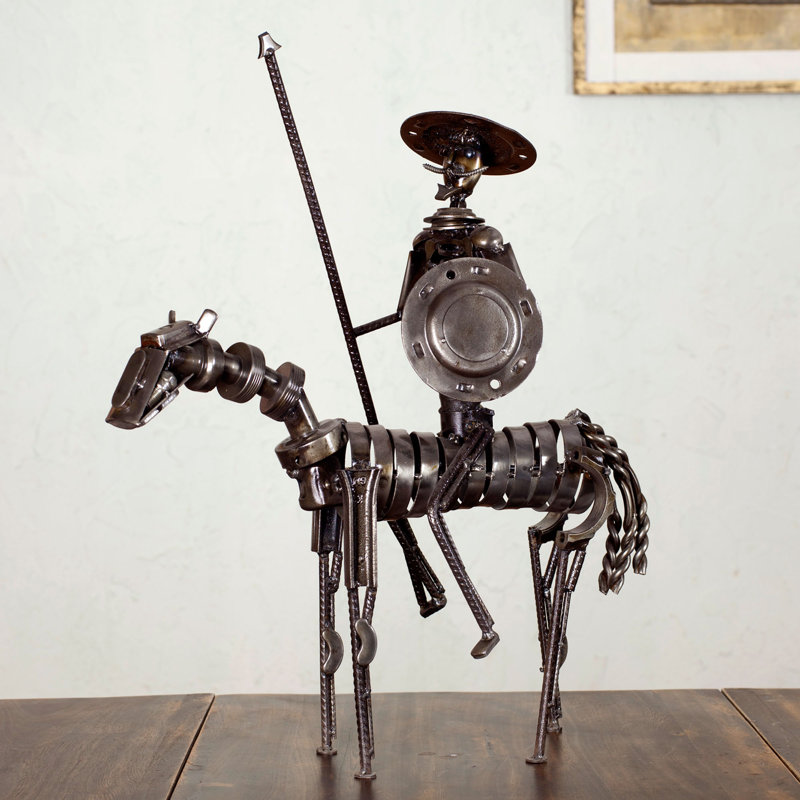 Statue en métal recyclé don quixote art Franz