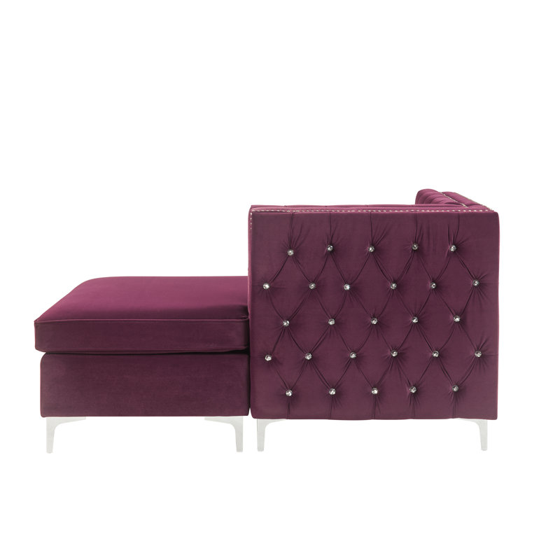 Canapé modulaire en velours de 81 po avec repose-pieds et repose-pieds Malila