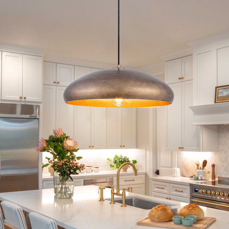 1-Light Dome Single Pendant, Antique Gold