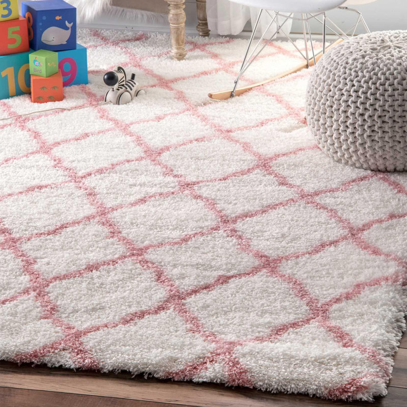 Longlier Shaggy White Rug, Rectangle 160 x 229cm
