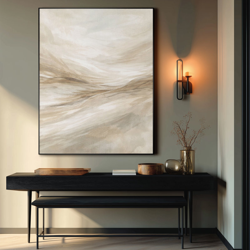 Très grande reproduction d'art sur toile - Horizon fluide, abstrait, lumière, design minimaliste moderne pour le salon ou la chambre à coucher - «Assemblage requis du cadre (cadre non fini)»