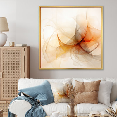 «Mystery Minimal Abstract Wave Orange Grey Yellow - Abstract Shapes», reproduction d'art sur toile