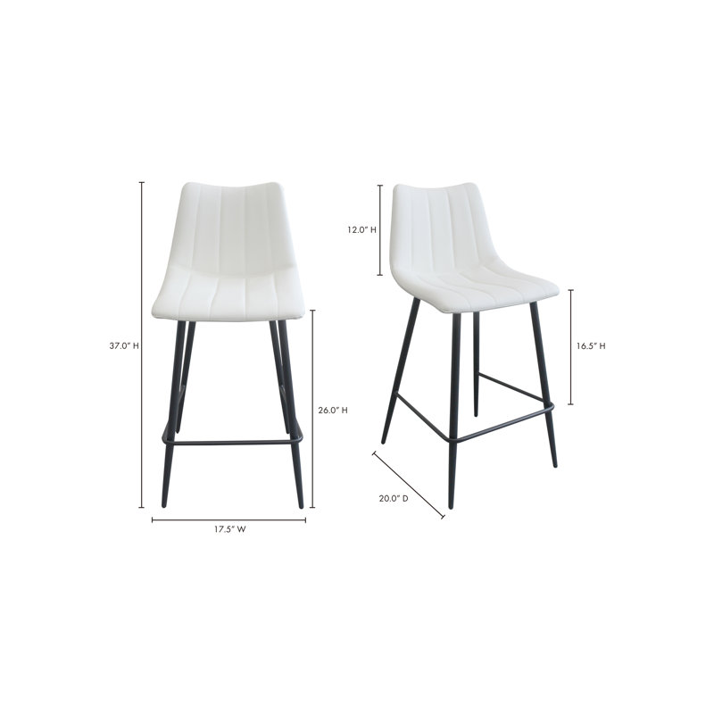 Finnigan Counter & Bar Stool, Ivory/Faux Leather, Counter Stool (26" Seat Height)