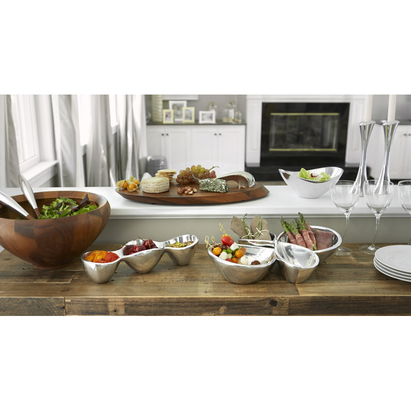 Nambe Yaro Salad Bowl W/ Servers