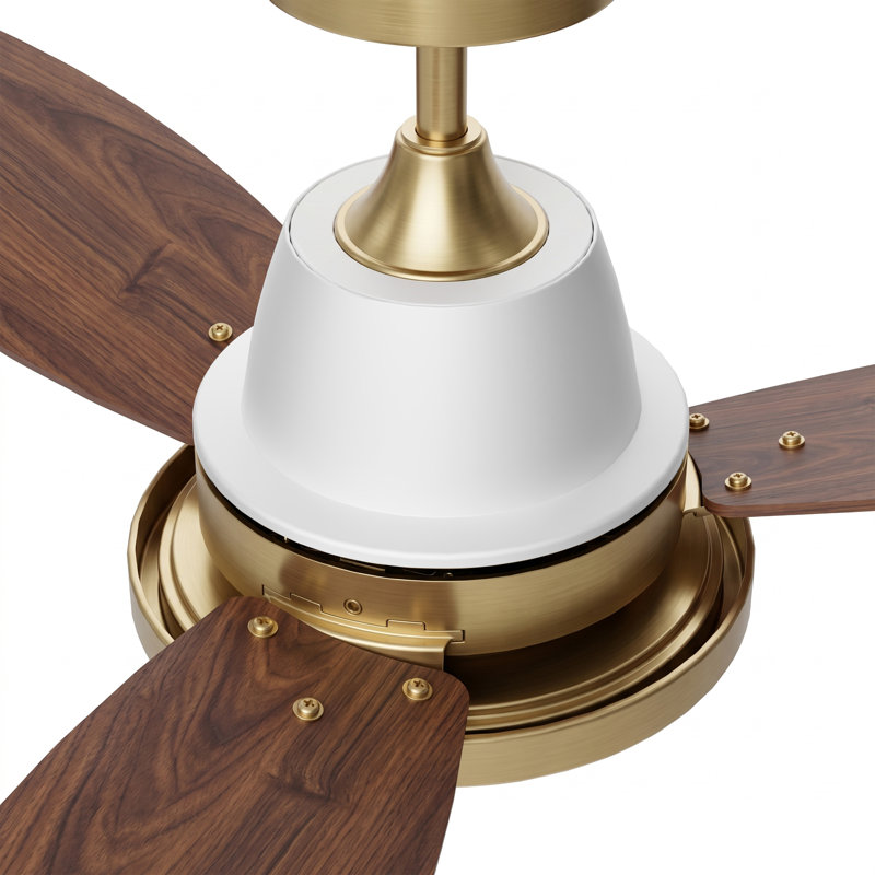 Ceiling Fan, Gold, White