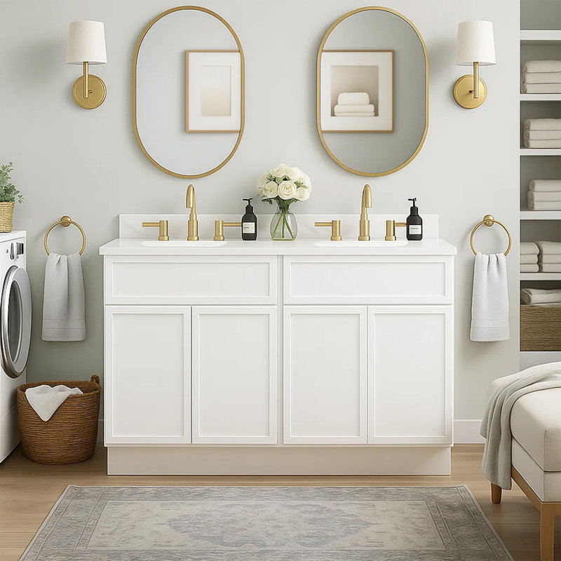 Base de meuble-lavabo double 48 po seulement, Blanc
