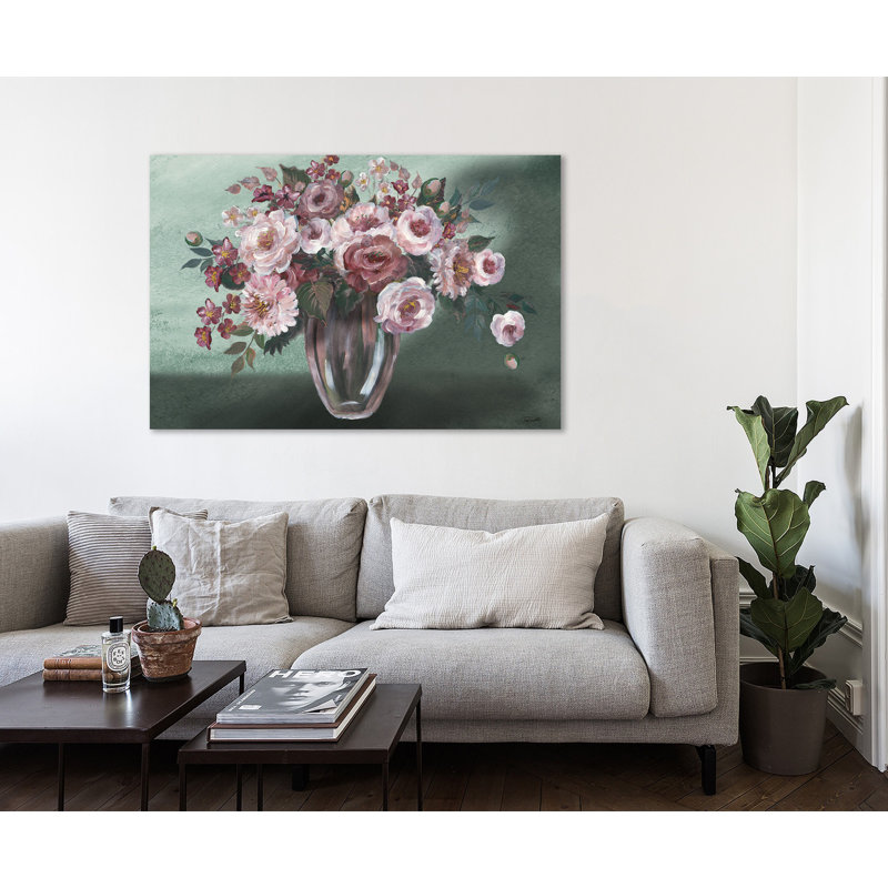 Impression romantique sur toile «Romantic Moody Florals Still Life», H 28 po x l 42 po x P 1,5 po