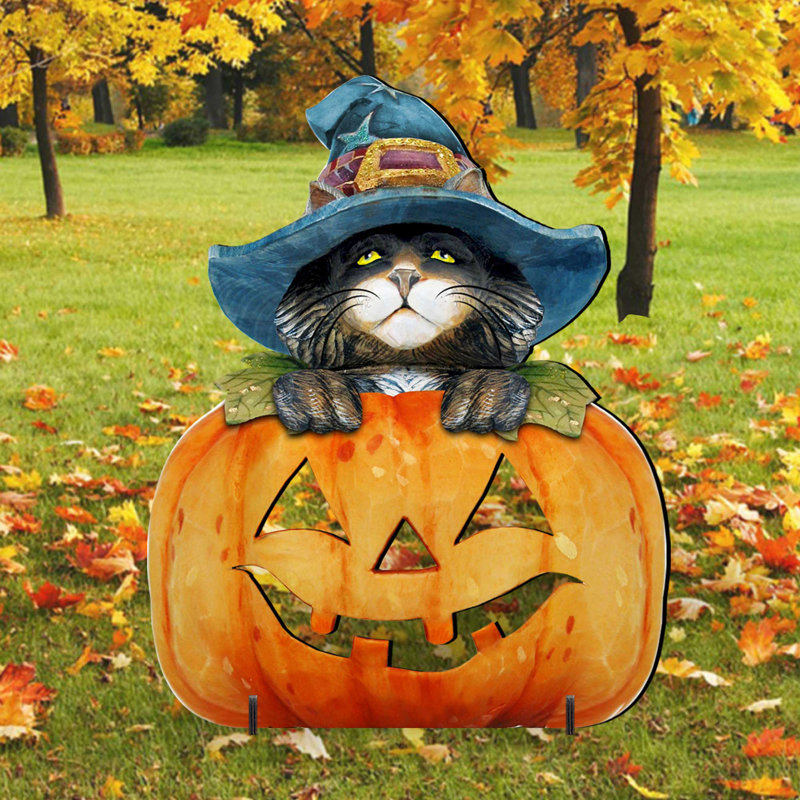 Jeu de jardin noir chat citrouille