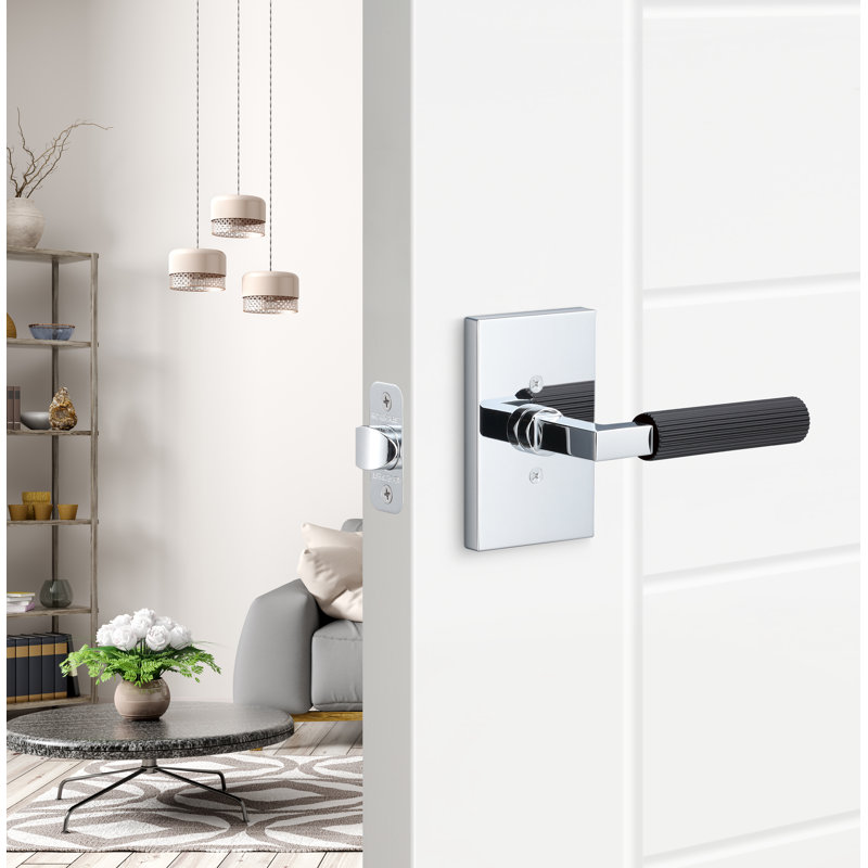 Levanto Passage Rosette, Straight Knurled Grip, Matte Black/Satin Nickel