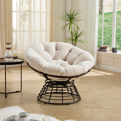 Outdoor 360° Swivel Rattan Chair With Cushion