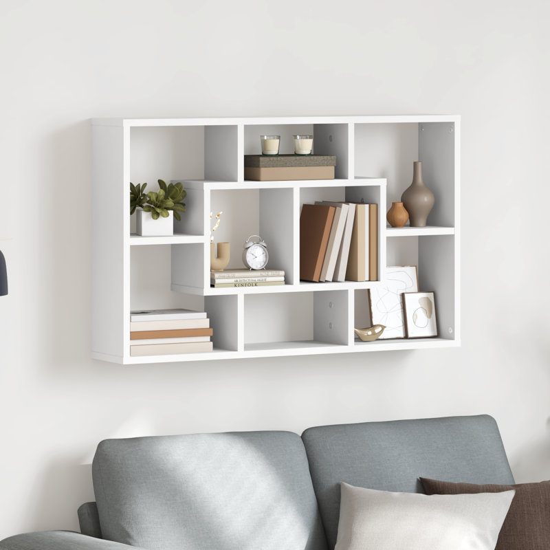 Tiffany 8 Piece Floating Shelf, White, 52.5cm H x 85cm W x 16cm D