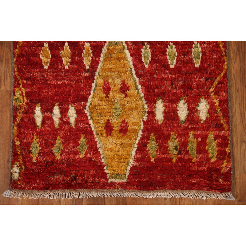 Tapis de couloir unique en laine rouge 2 pi 10 po x 9 pi 8 po One Age