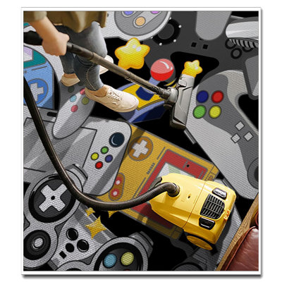 59"X39" Grey Black 3D Gaming Rug - Game Controller Carpet For Boys' Bedroom Teen Room Living Room Playroom Decor