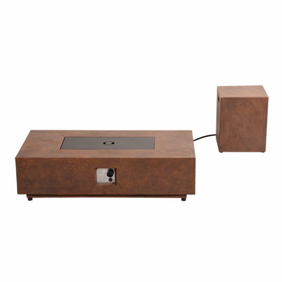 Ensemble table et foyer au propane rectangulaire de 132 cm (52 ​​po), table basse extérieure de 50 000 BTU avec finition rouille et support de bouteille dissimulé