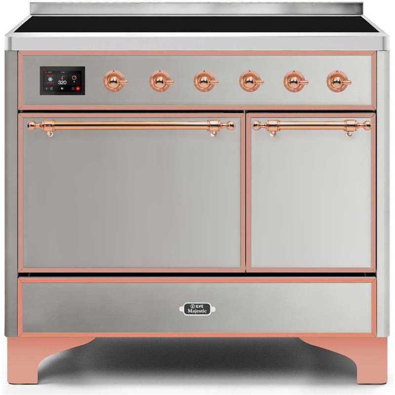Cuisinière à induction 40 pouces avec 6 éléments à induction ILVE Majestic II Series (porte en verre), RAL / cuivre