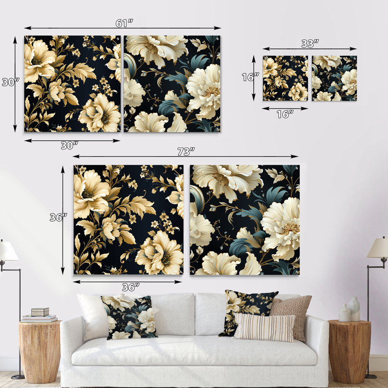 Leisha - Ensemble de 2 art mural en verre acrylique, H 16 po x l 33 po