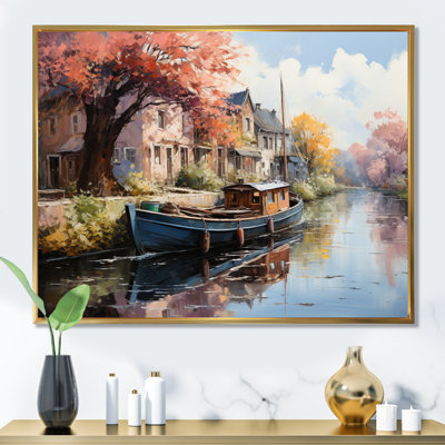 Red Canal Waterway Pointillism - impression