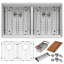 33" L x 19" W Double Basin Undermount Kitchen Sink