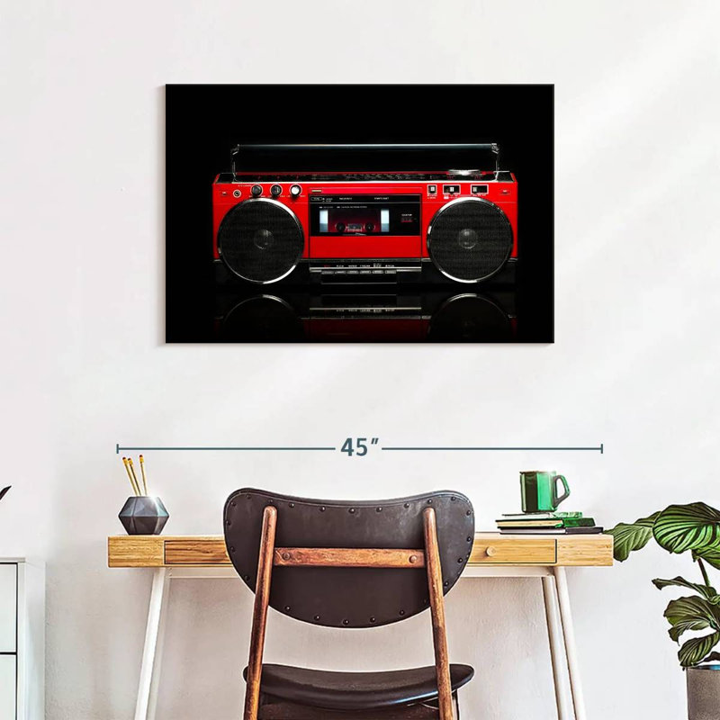 Abarca Retro Red Boom Box, 24" H x 36" W
