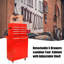 Commode à outils amovible 5 tiroirs avec armoire inférieure et une tablette réglable - rouge-1465935728