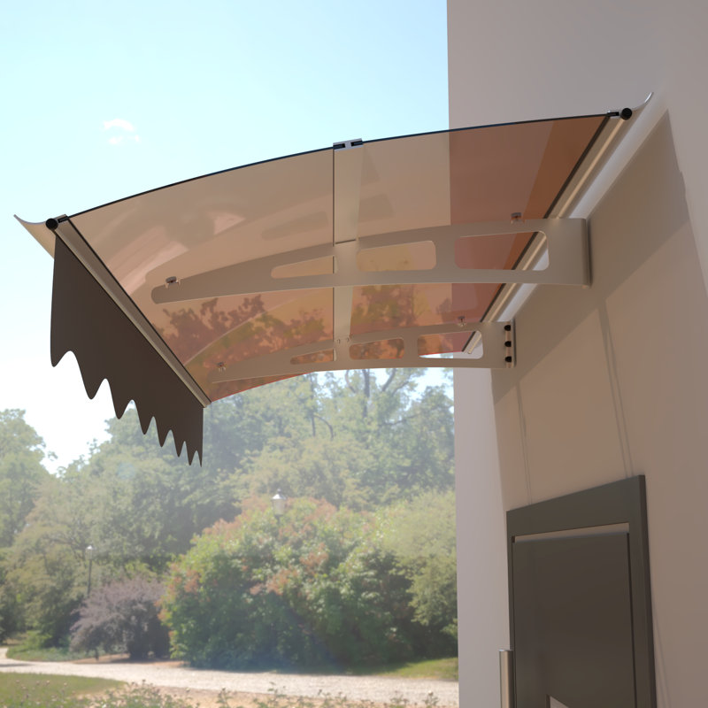 Auvent 59 po pour porte à fenêtre large - 34 po de profondeur en polycarbonate et alliage d'aluminium Uv80 59 po x 34 po Support à panneau résistant à la chaleur Uv50 et à la charge de neige