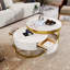 Table basse ronde et gigogne avec tiroirs