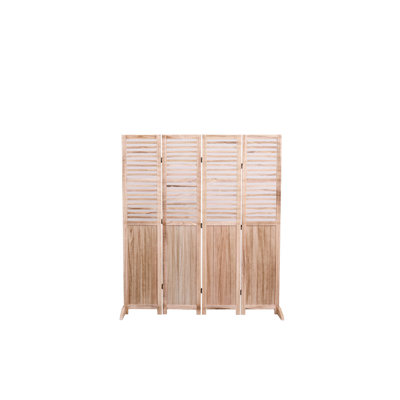 55.2''W X 65''H 4 Solid Wood Folding Privacy Divider, Natural Color, Metal Hinges For Convenient And Unfolding, Decorates Interior Room Screen, 55.2'' Width 65'' Height, Simple Folding, Improves Look